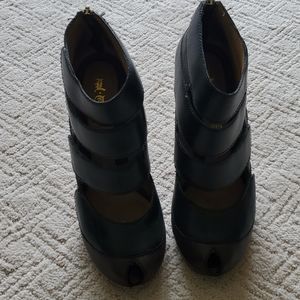 L.A.M.B peep toe ankle boots